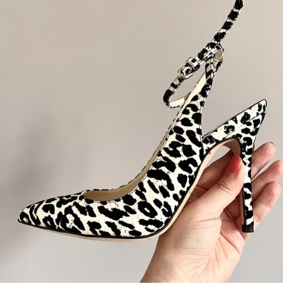 Brian Atwood White Lilith Snakeskin Leather Leopard Print Slingback Pumps - 5US - Picture 8 of 16